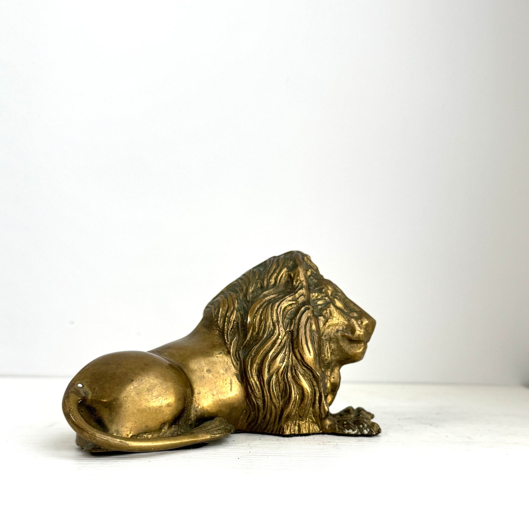 Vintage Brass Lion Sculpture