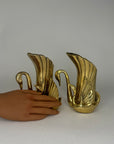 Vintage Brass Swan Vase / Cachepots (6.5”)