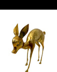 Vintage Mid-Century Modern Brass Fawn Sculpture – Graceful Grazing Deer | Hollywood Regency Animal Figurine |12.75 Inches tall