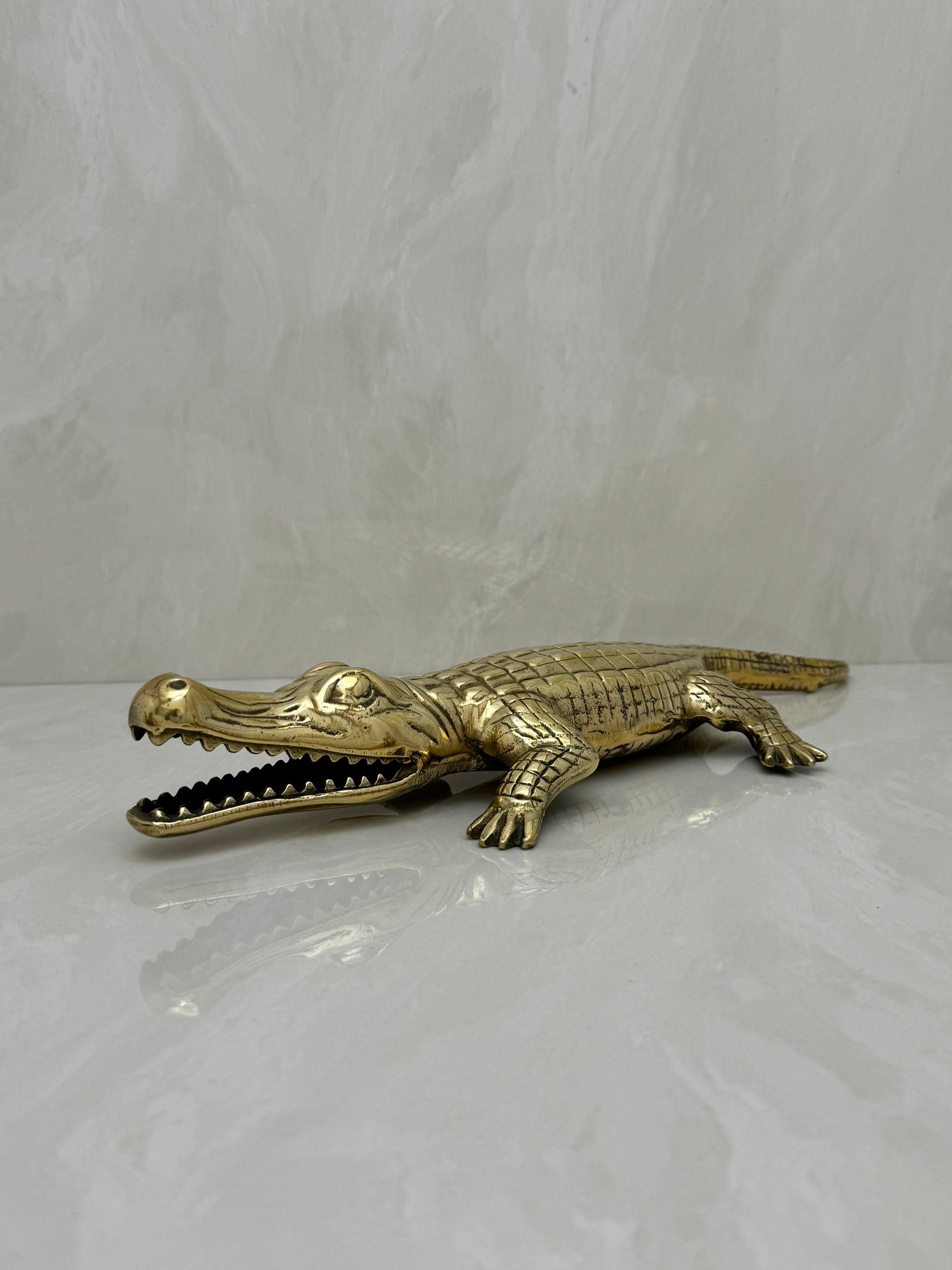 Large Vintage Brass Alligator