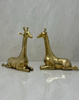 Vintage Brass Sitting Giraffes-A Pair