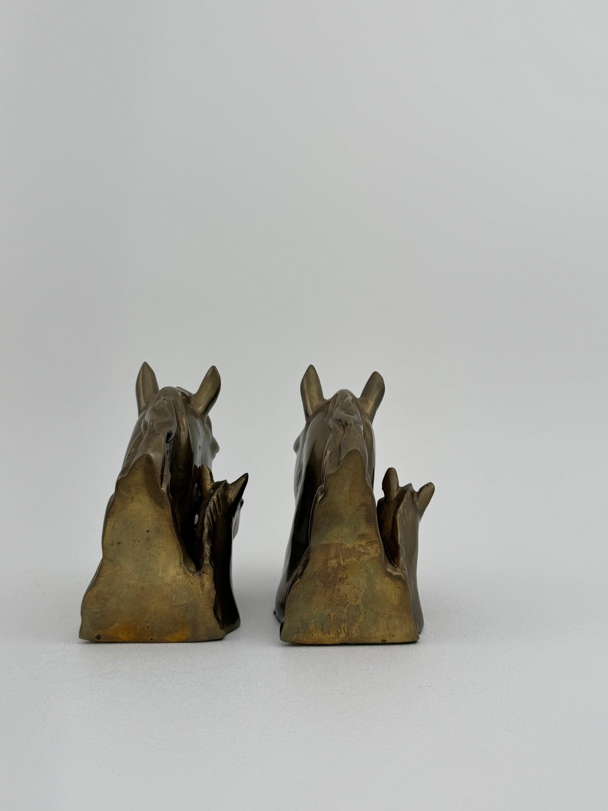 Vintage Brass Horse Head Mother and Foal Bookends-A Pair