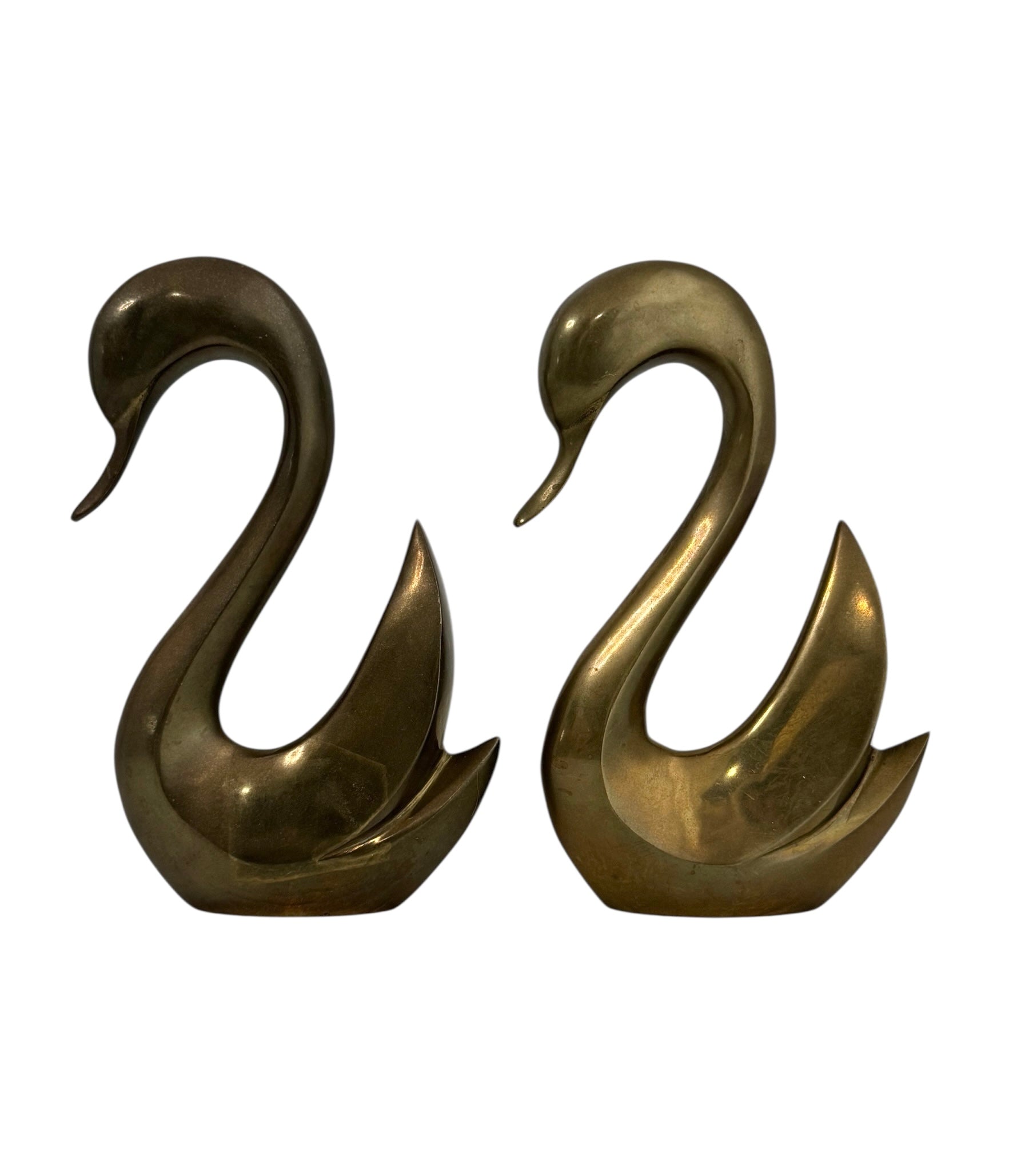 Vintage Brass Swan Pair – Elegant Mid-Century Modern Sculptures