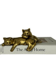 Vintage Bronze Resting Shelf Cats-A Pair