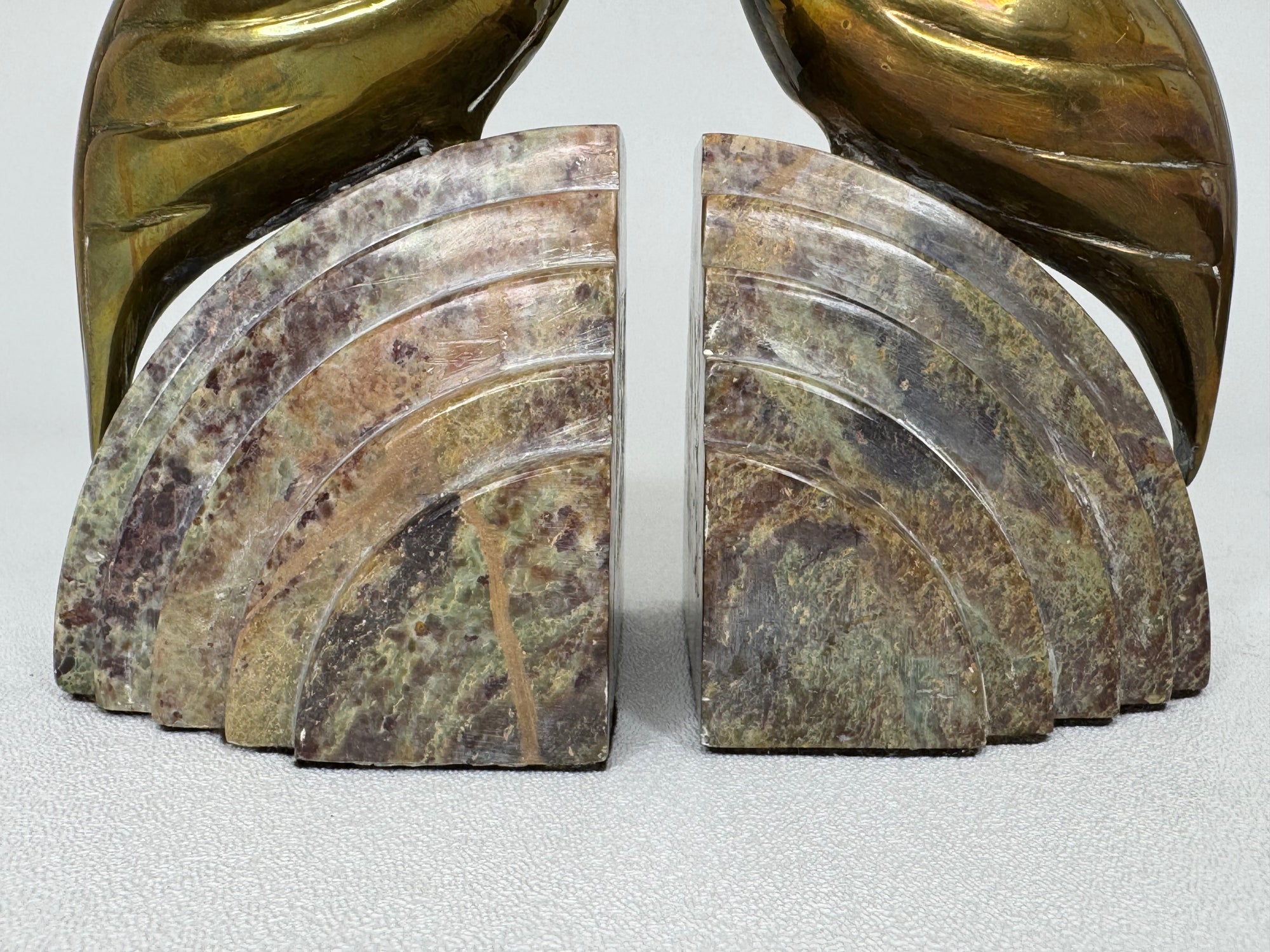 Nora Fenton Cardinal Brass and Marble Bookends