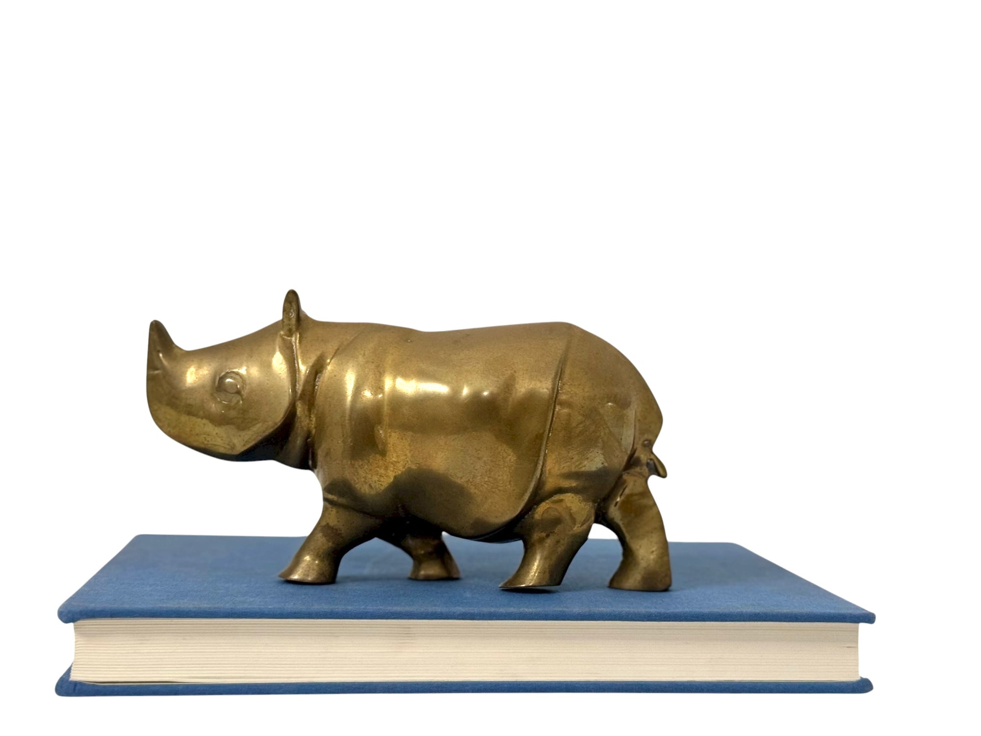 Vintage Brass Rhinoceros – Mid-Century Modern Safari Sculpture | Brass Figurine