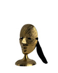 Vintage Brass Mask Sculpture on Stand