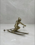 Vintage Brass Skier Figurine