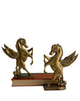 Vintage Brass Pegasus Horse Bookends (Set of Two)