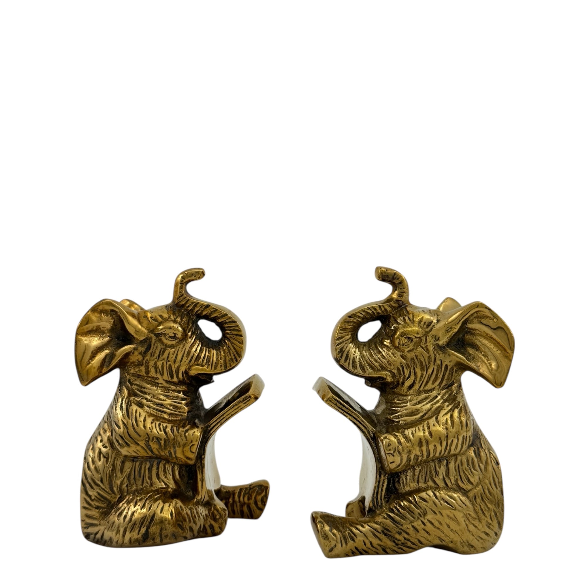 Vintage Brass Elephants Bookends-A Pair