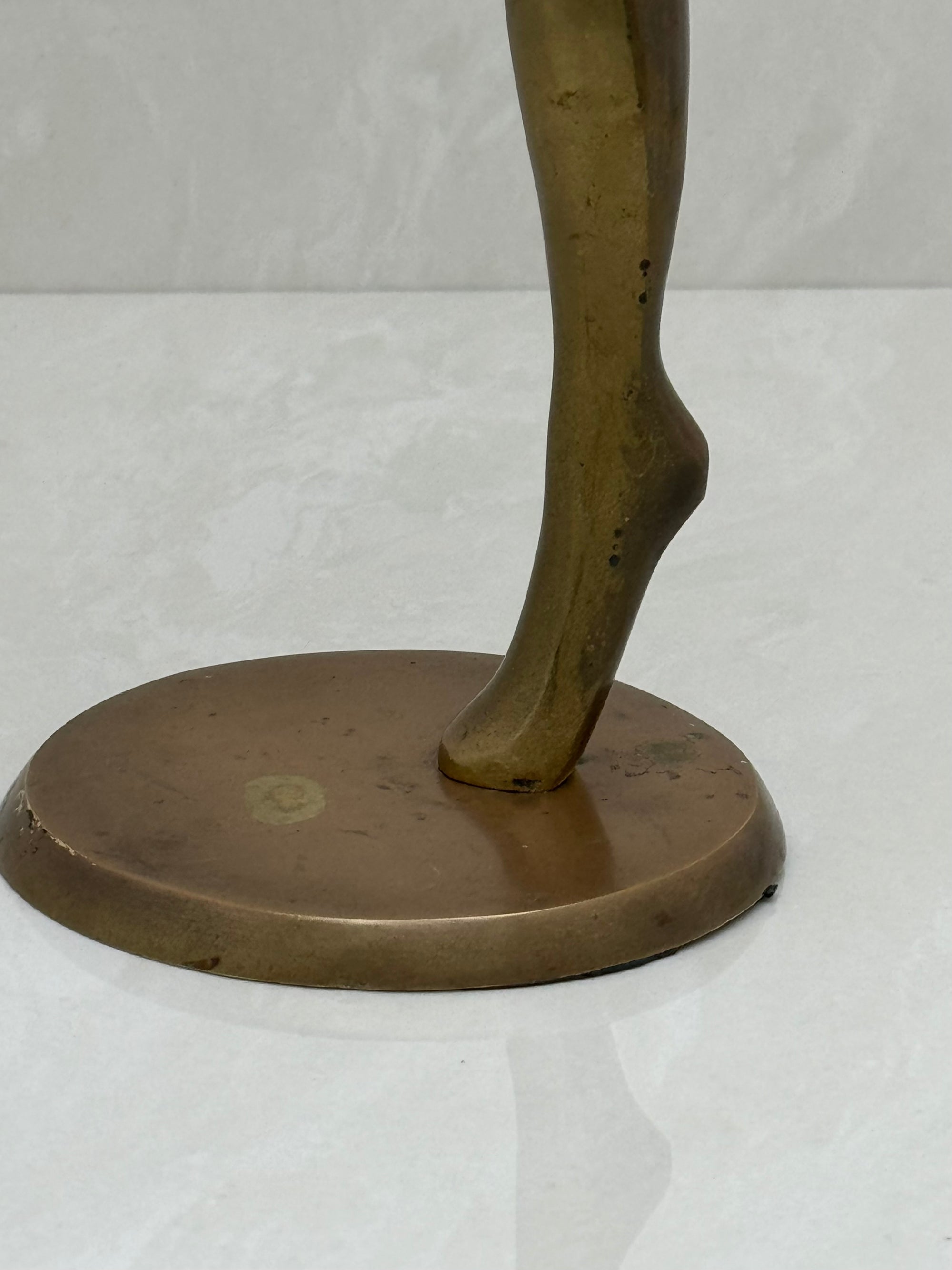 Vintage Brass Ballerina Statue – 12” Tall Mid-Century Ballet Dancer Figurine