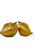 Vintage Brass Etched Bird Vases/Stash Pot/Small Planters – Set of 2