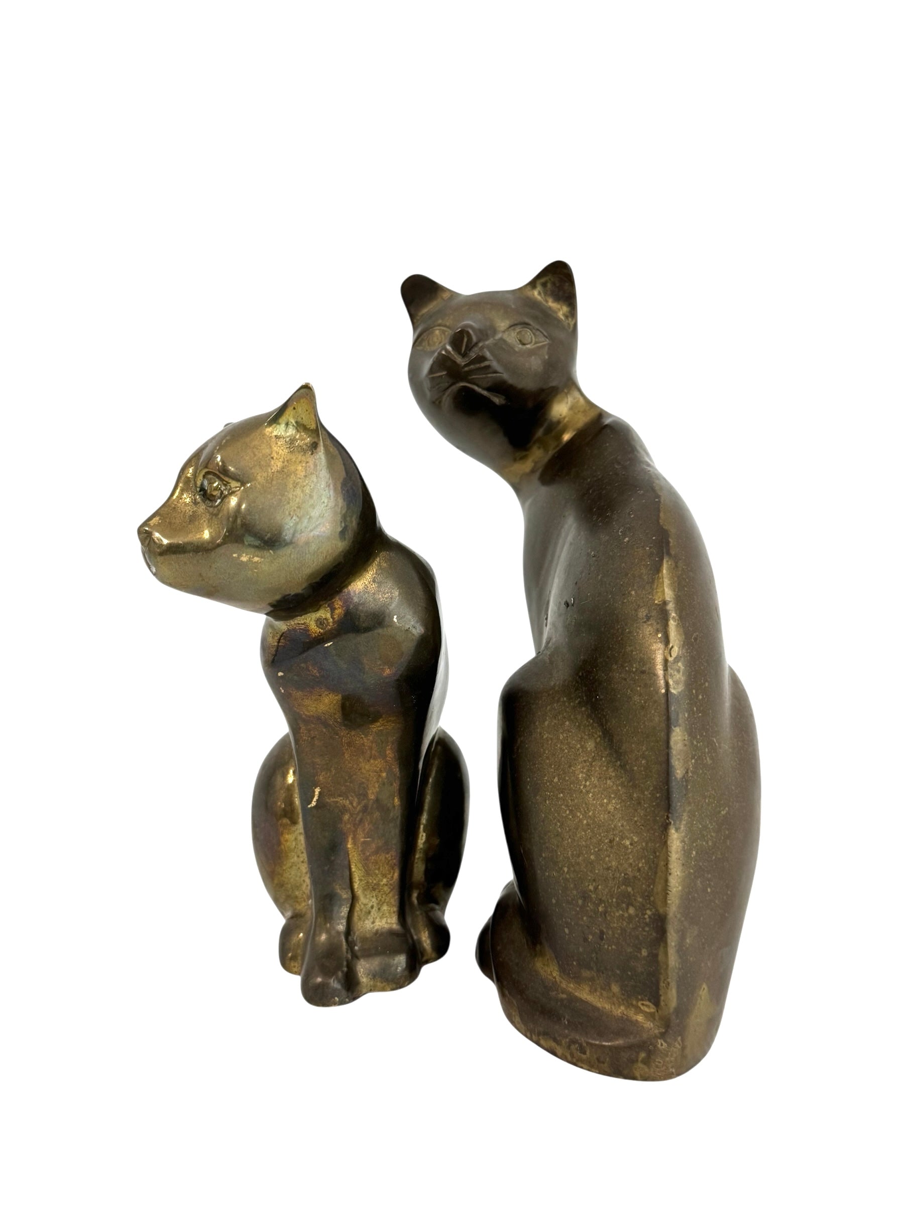 Vintage Brass Cat Pair