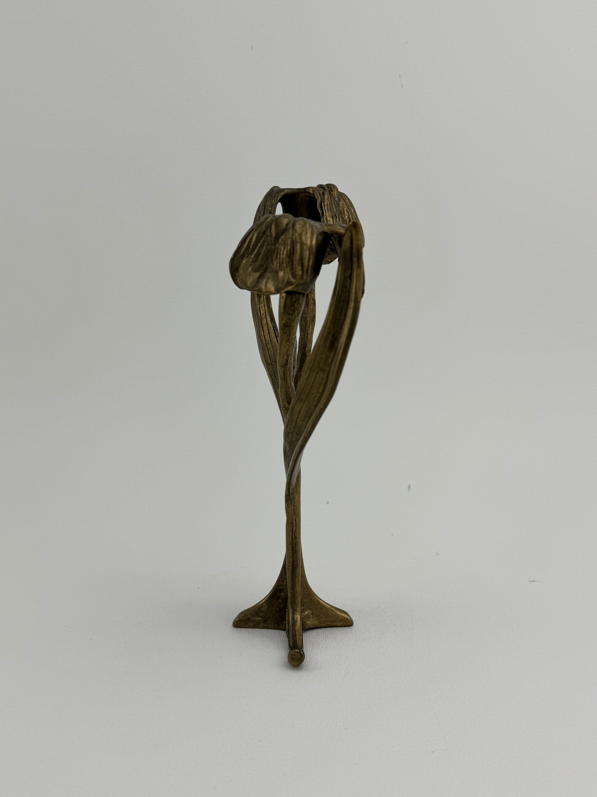 Vintage Brass Flower Candlestick Holder