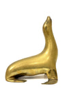 Vintage Brass Sea Lion Sculpture – Mid-Century Modern Marine Art | Made in Korea | Hollywood Regency Coastal Decor