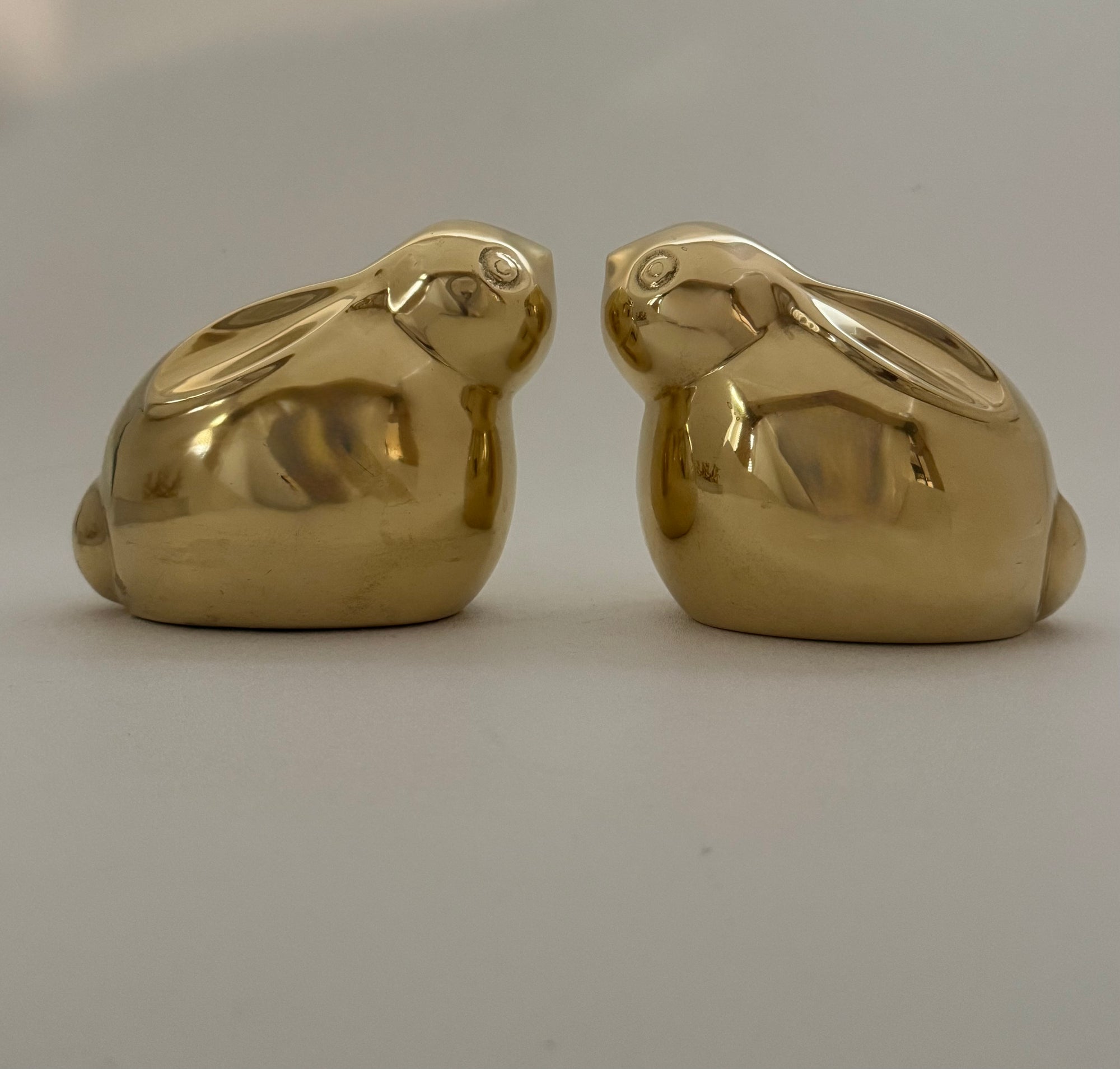 Rare Vintage Brass Chubby Bunny Rabbits-A Pair