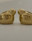 Rare Vintage Brass Chubby Bunny Rabbits-A Pair