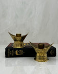 Vintage Brass Hand Etched Candle Holders-A Pair