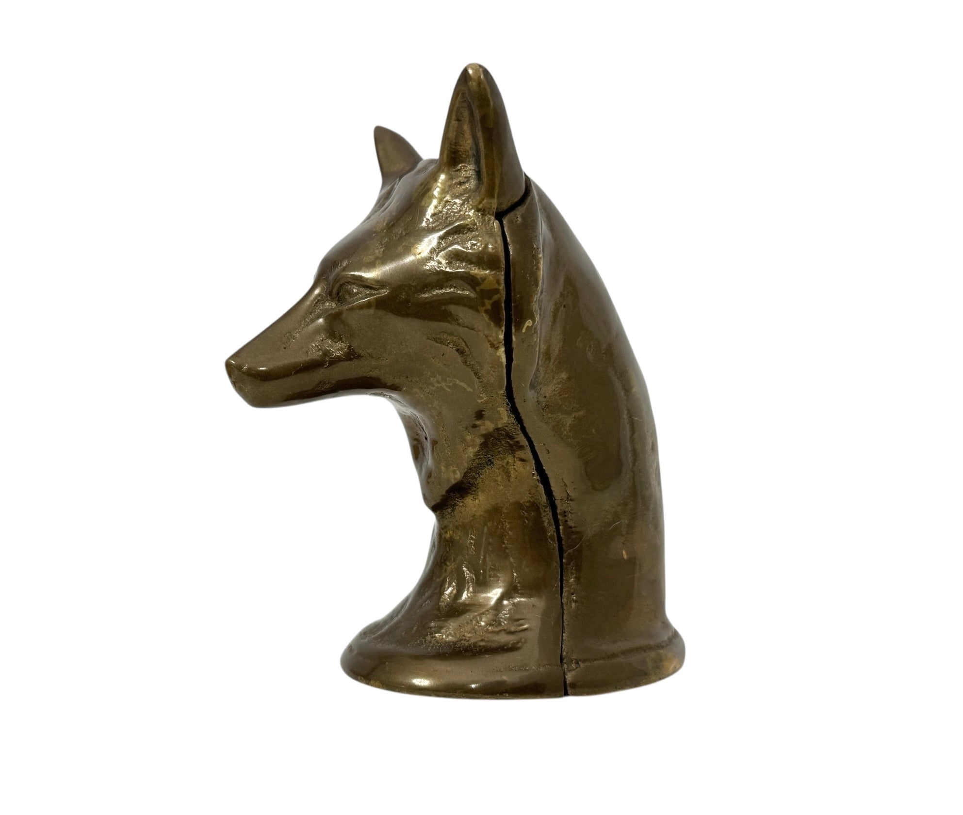Vintage Brass Wolf Coin/Wish Bank