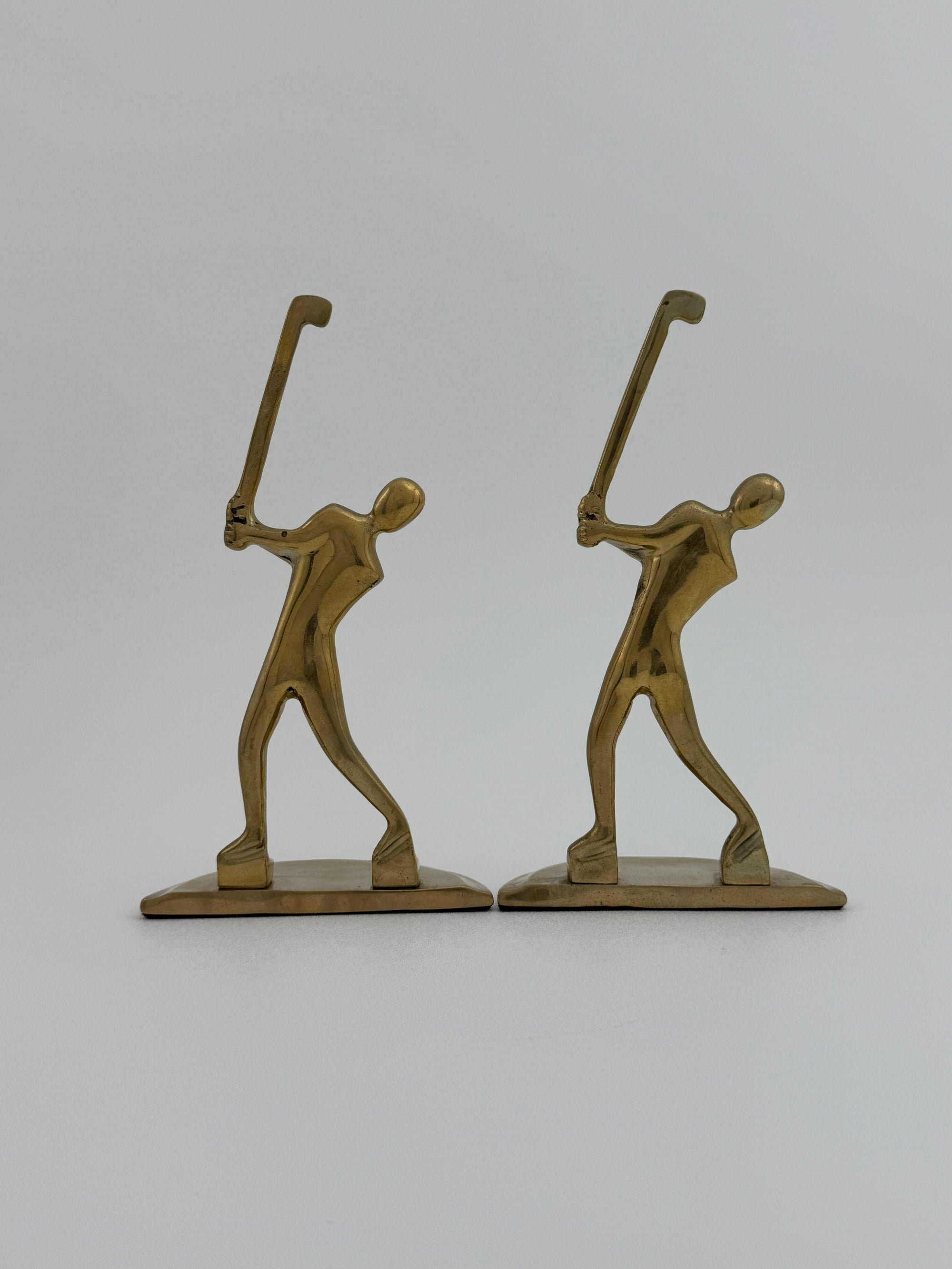 Vintage Brass Golf Bookends- A Pair By Enesco