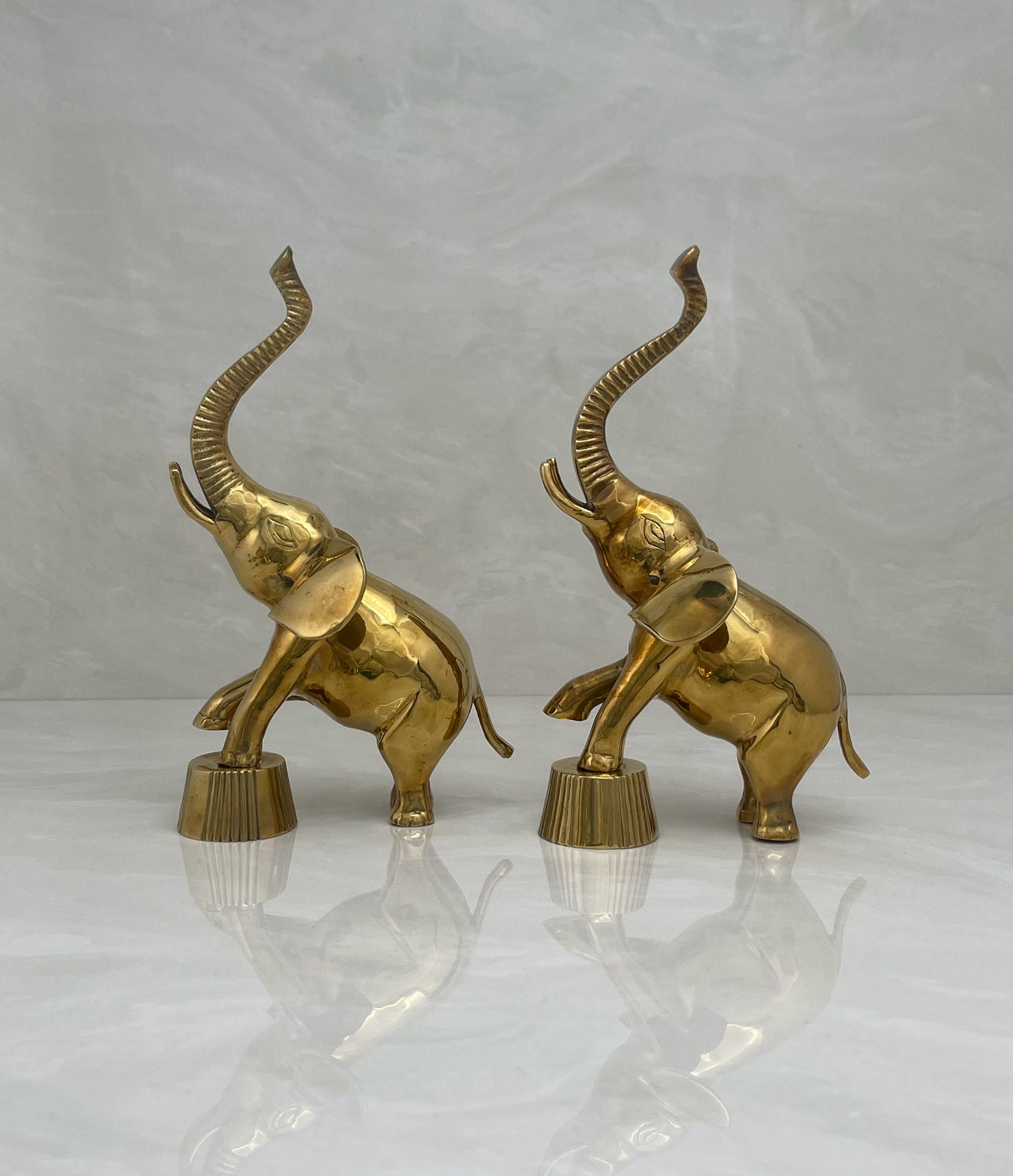 Vintage Brass Circus Elephants- A Pair