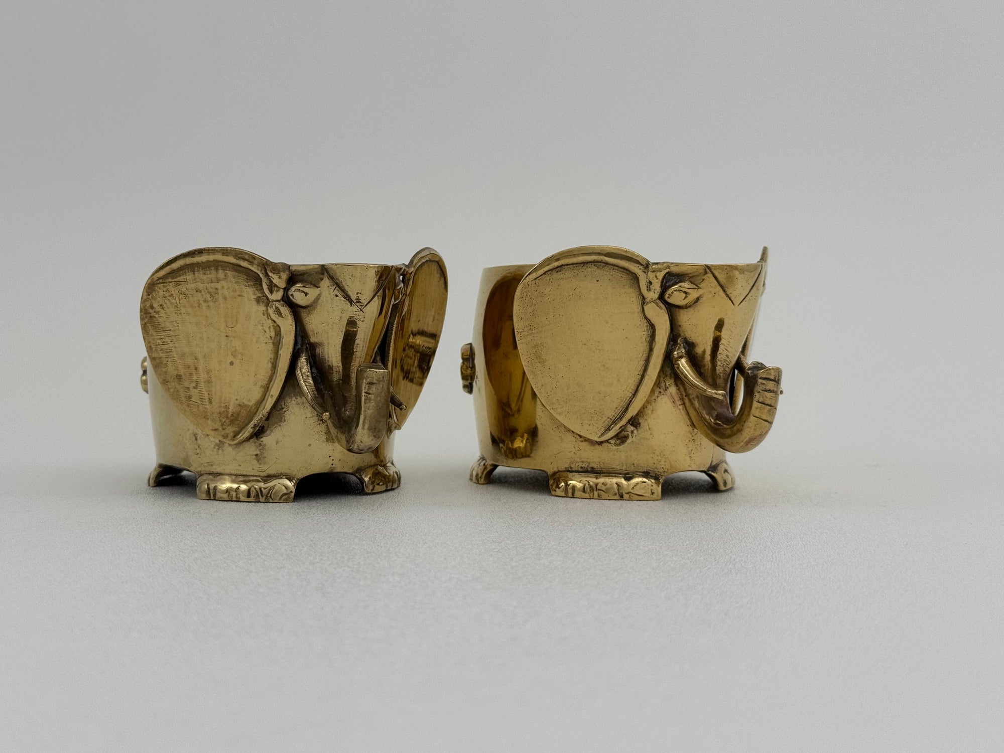 Vintage Brass Elephant Cachepots- A Pair