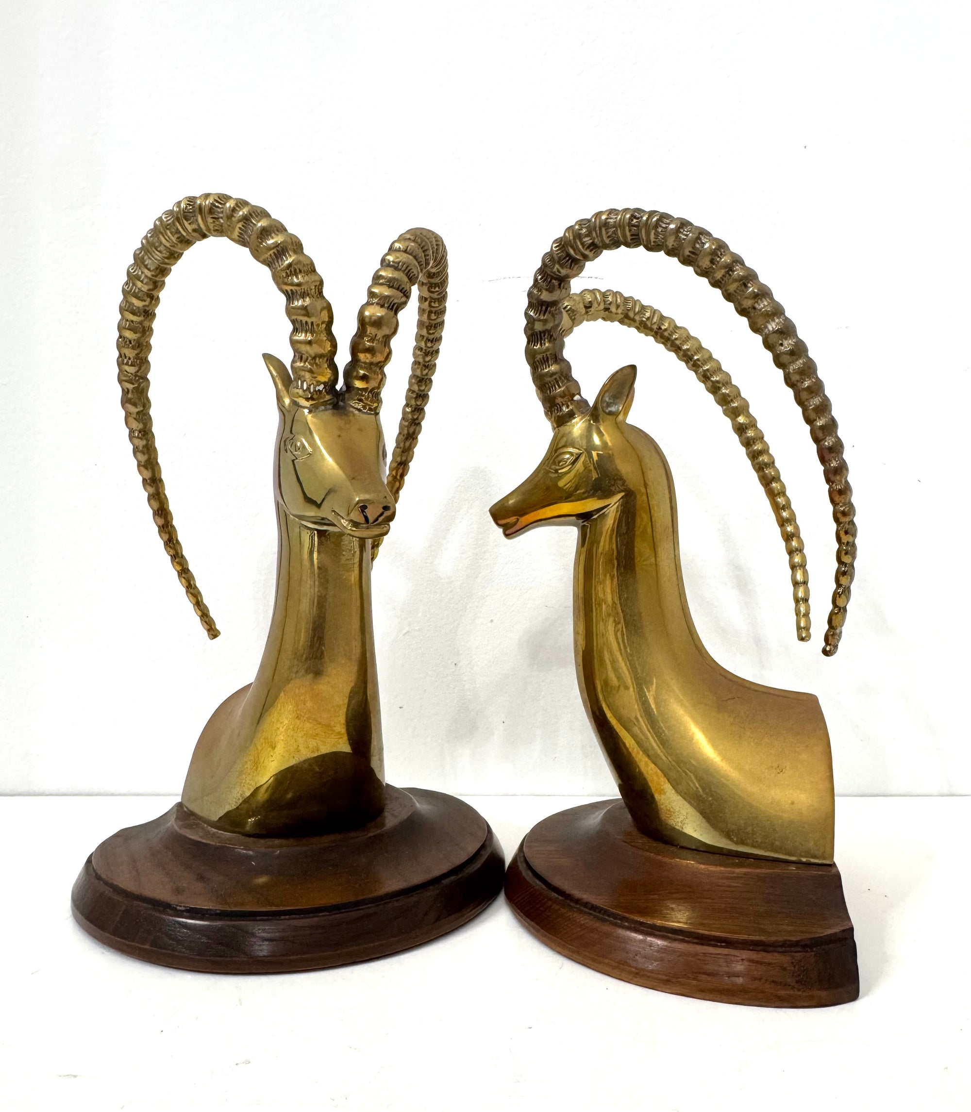 Vintage Sarréid Ltd. Brass Ibex Sculptures — Made in Spain, Mid-Century Modern Elegance
