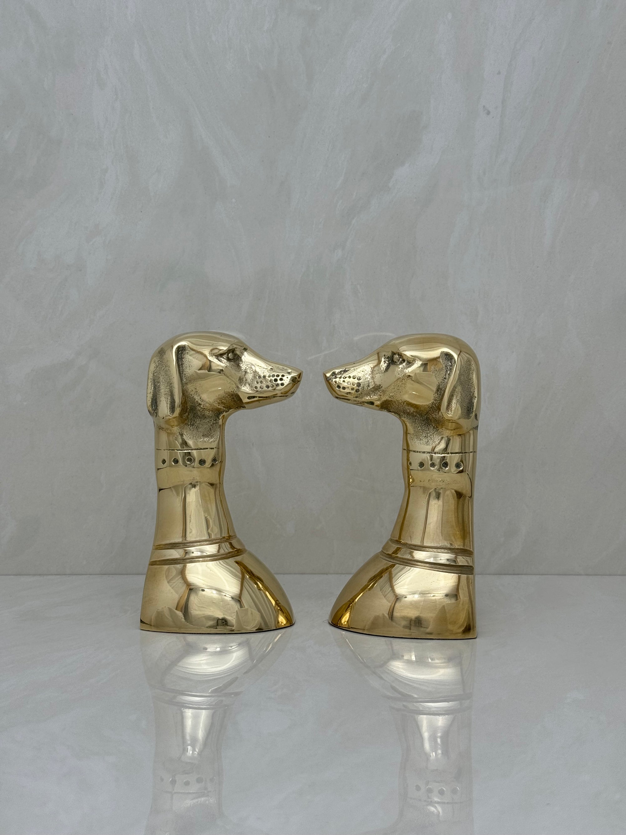 Vintage Brass Dog Bookends- A Pair