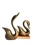 Vintage Brass Swan Sculptures – Elegant Mid-Century Pair