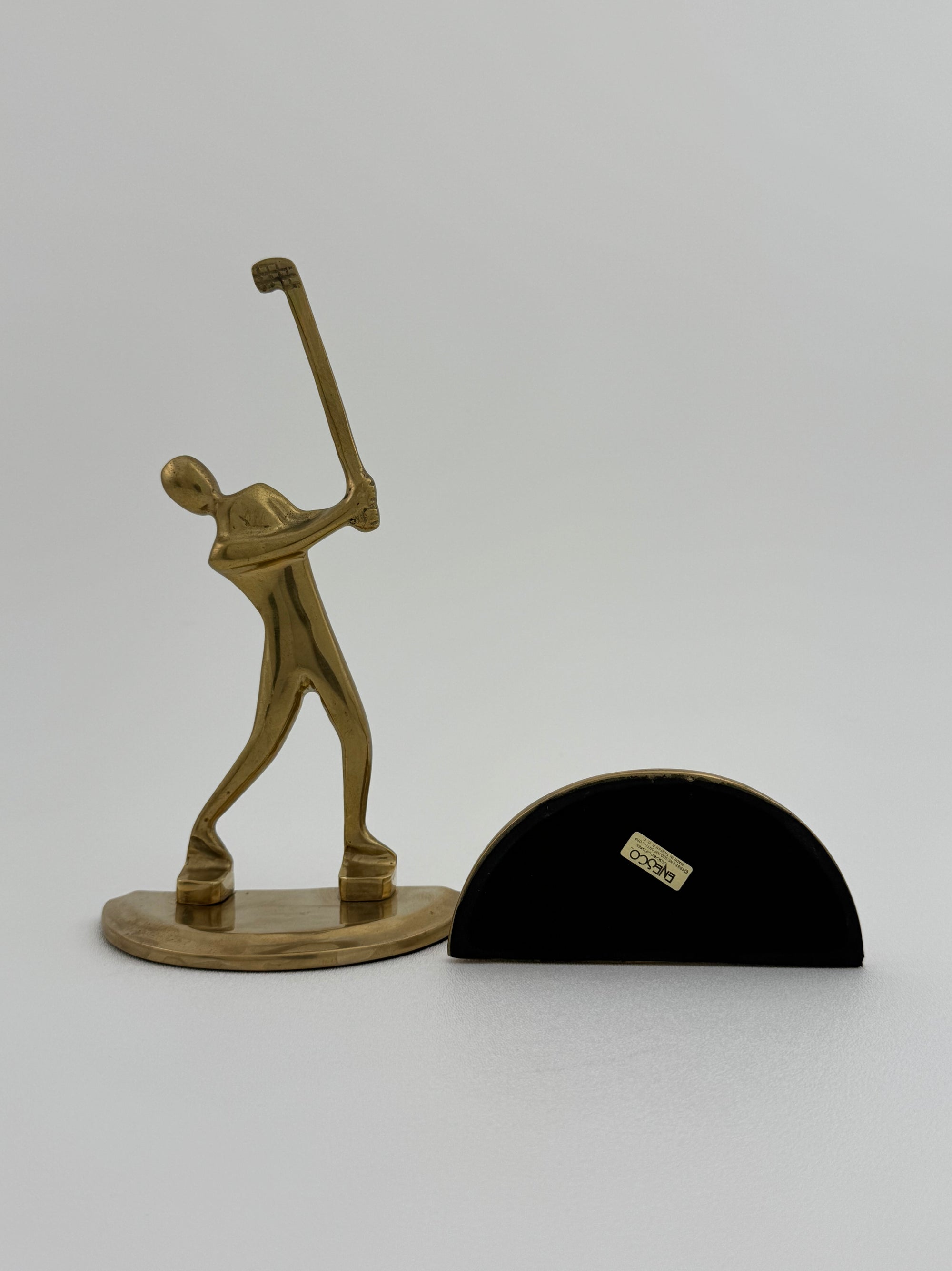 Vintage Brass Golf Bookends- A Pair By Enesco