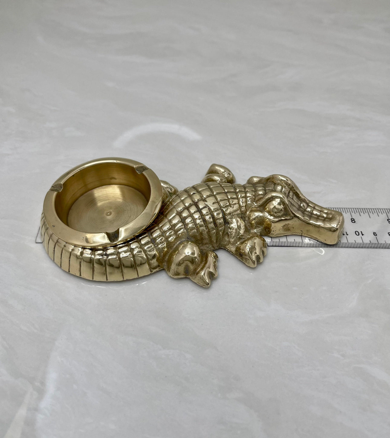 Vintage Brass Alligator Ashtray/Candleholder/Ring Dish