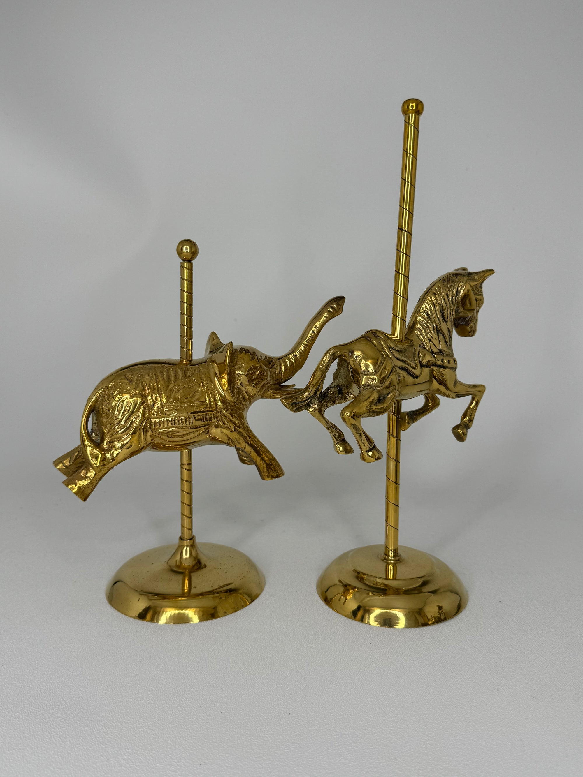Vintage Brass Carousel Pair
