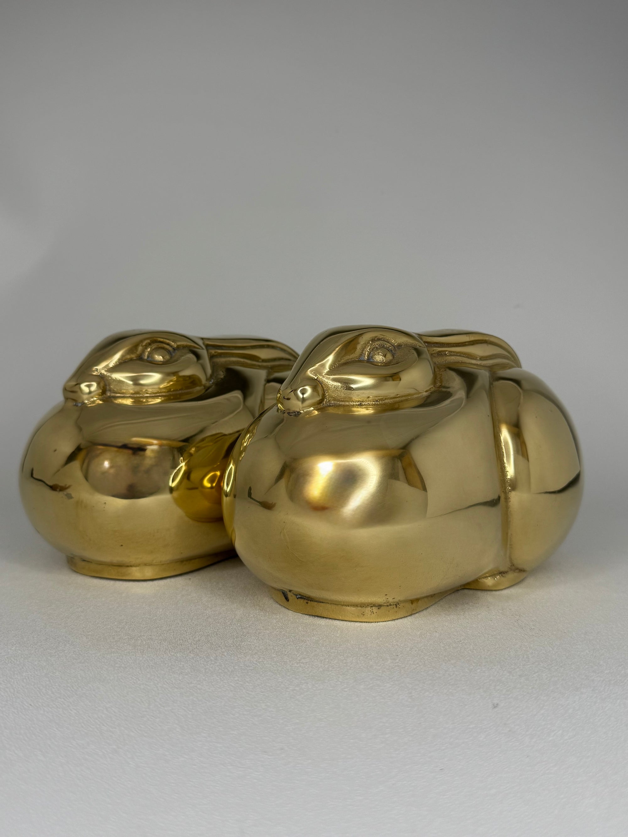 Rare Vintage Brass Chubby Rabbits-A Pair