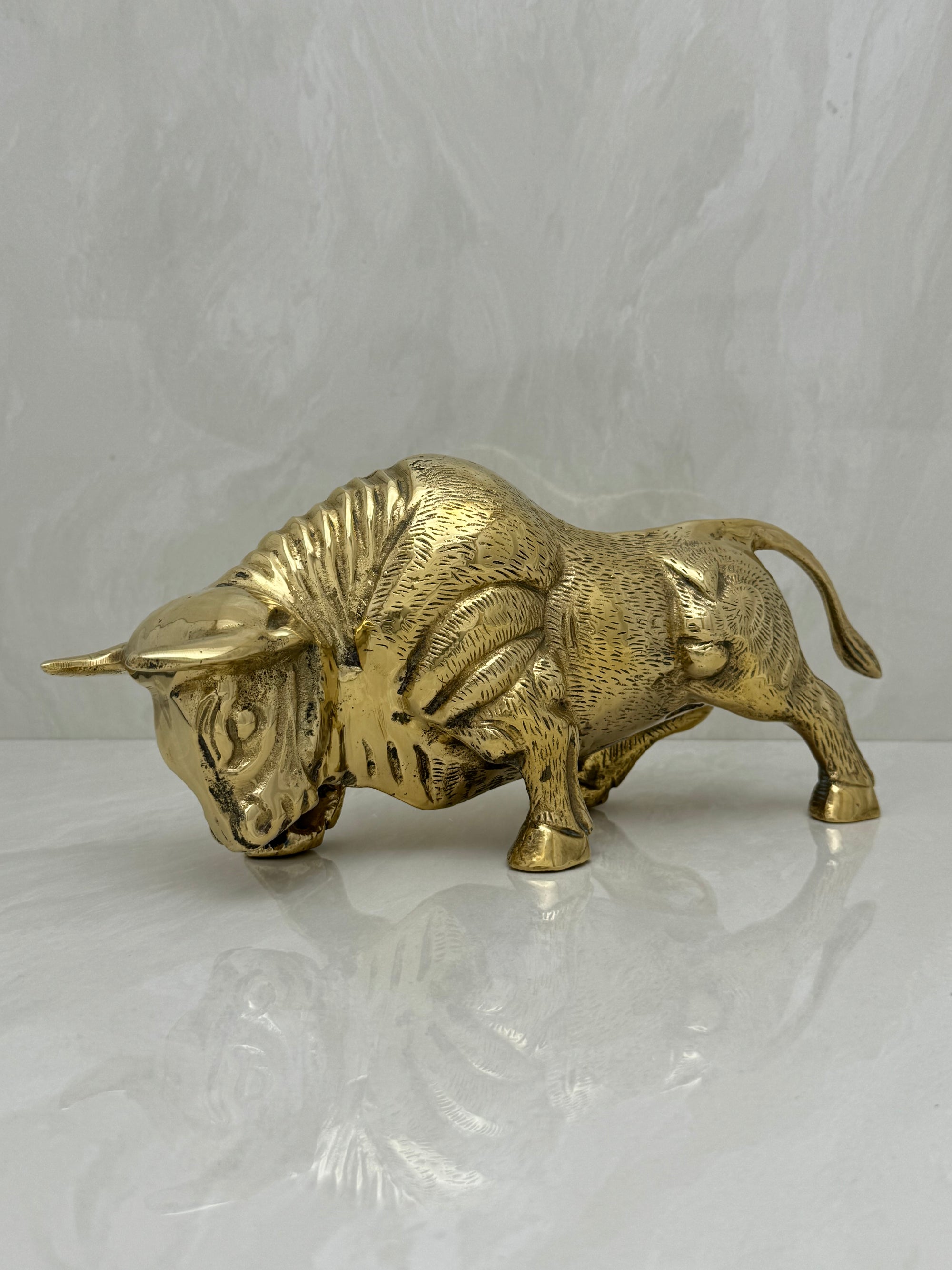 Vintage Brass Charging Bull