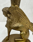 Vintage Brass Winged Sphinx Candleholders-A Pair