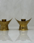 Vintage Brass Hand Etched Candle Holders-A Pair