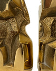 Mid-Century Modern Brass Gazelle Sculptures – Abstract Antelope Bookends