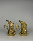 Vintage Brass Swan Vase / Cachepots (6.5”)