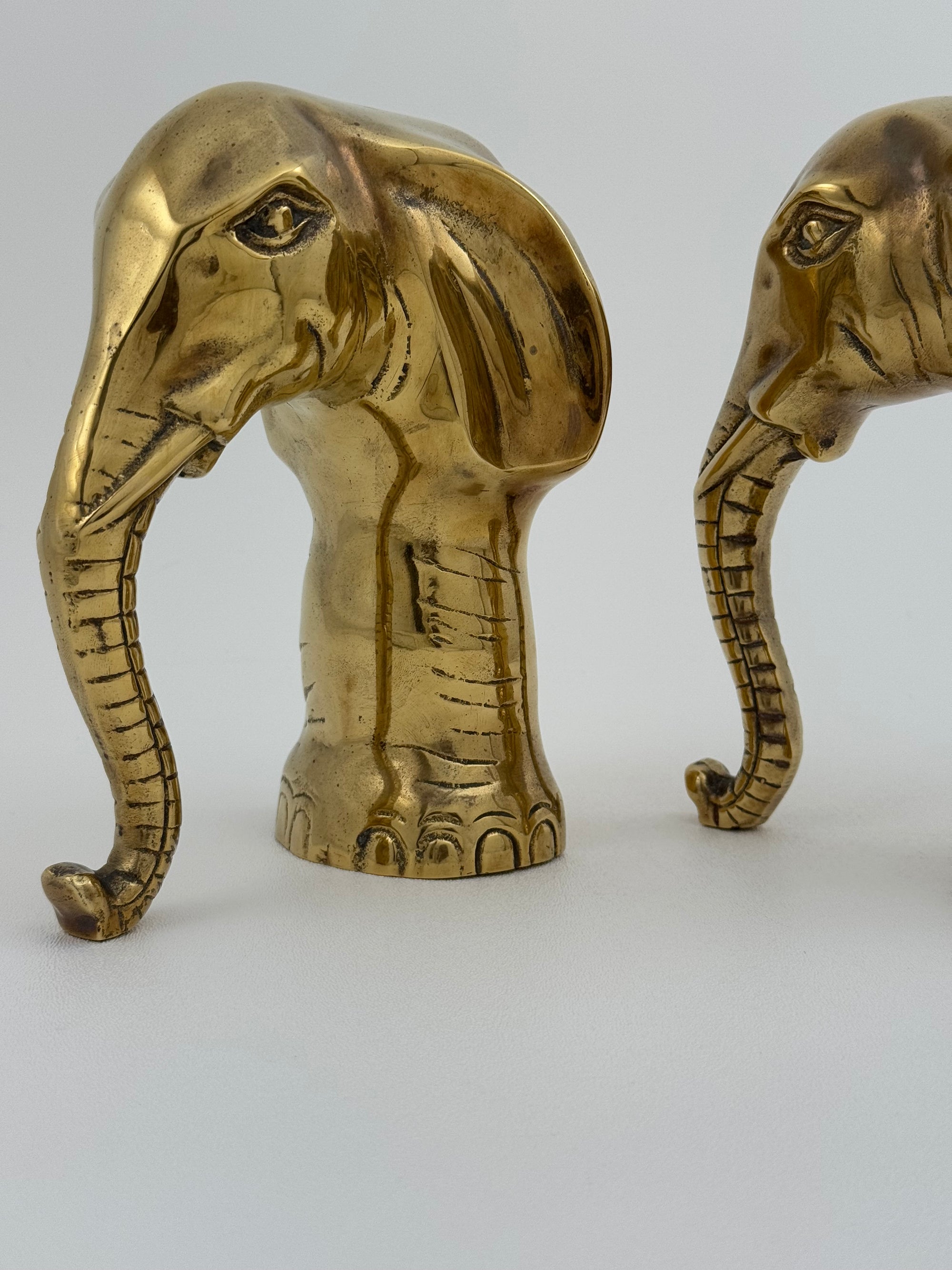 Vintage Brass Elephants- A Pair