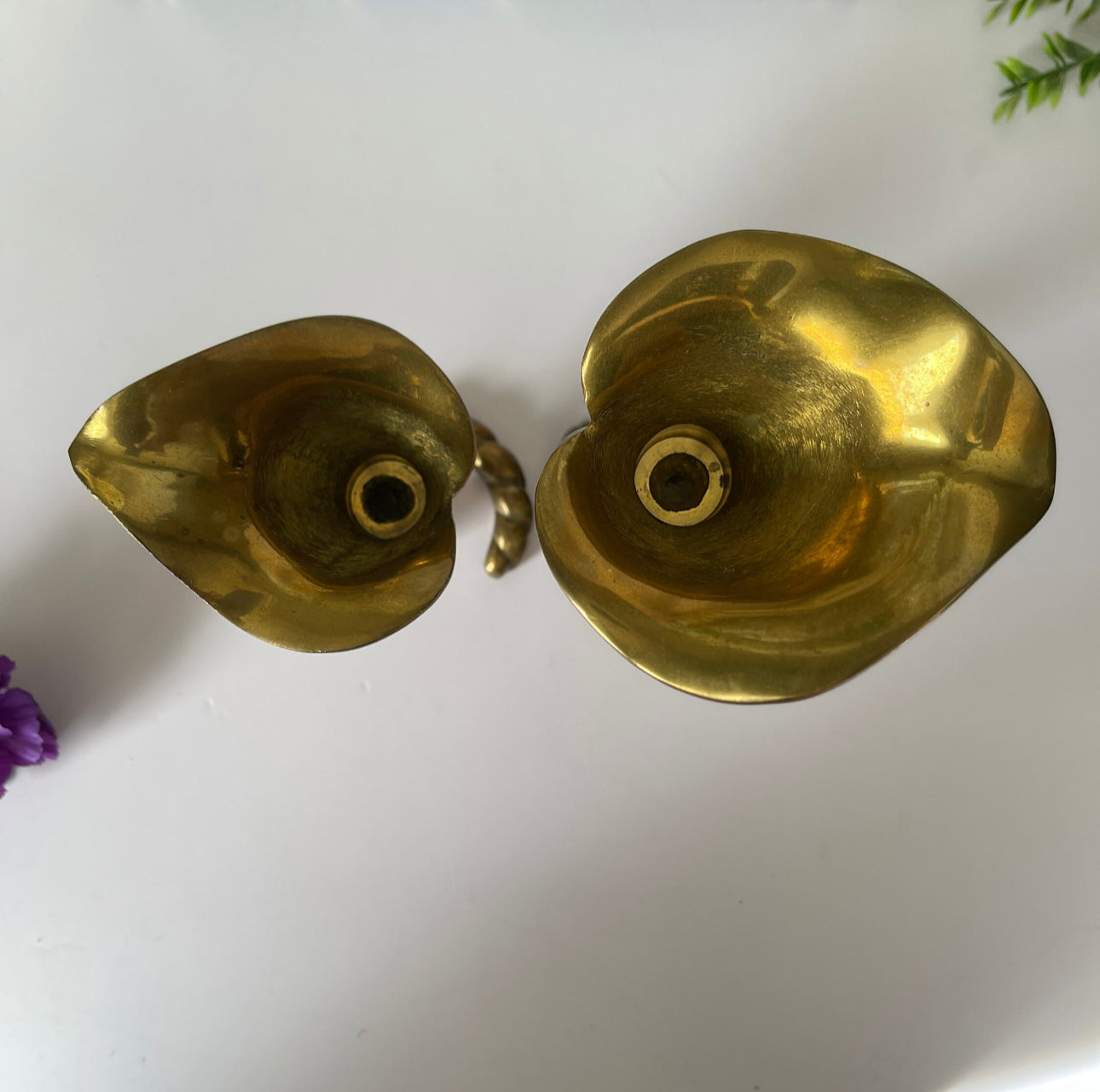 Vintage Brass Tulip Candlestick Holders-A Pair