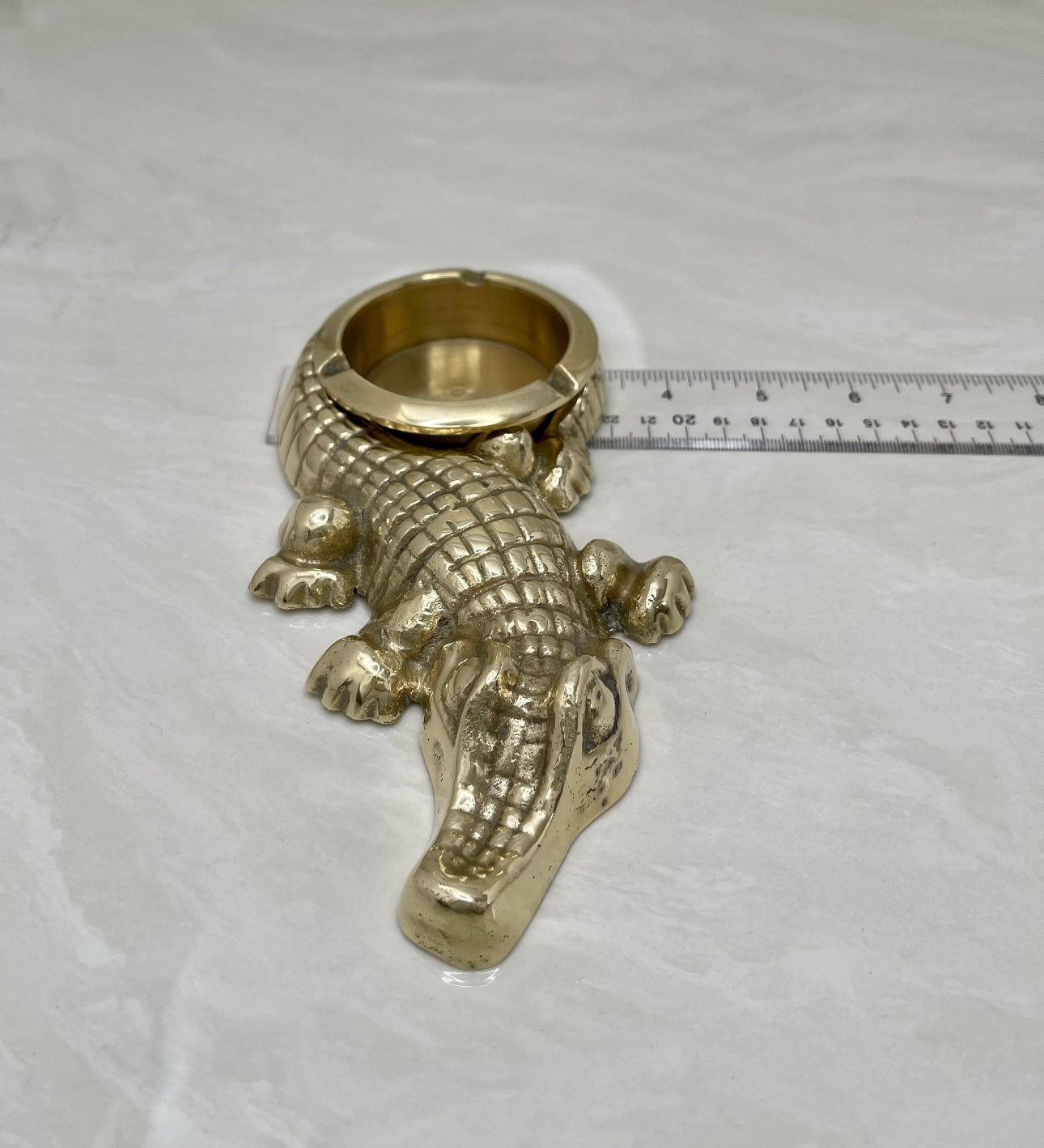 Vintage Brass Alligator Ashtray/Candleholder/Ring Dish