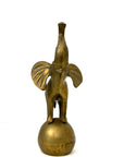 Vintage Brass Elephant on Ball | Mid-Century Circus Sculpture | 13+ inches tall