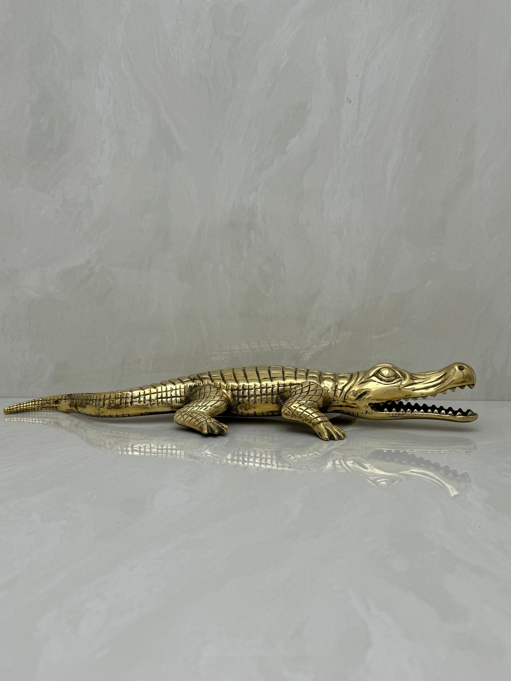 Large Vintage Brass Alligator