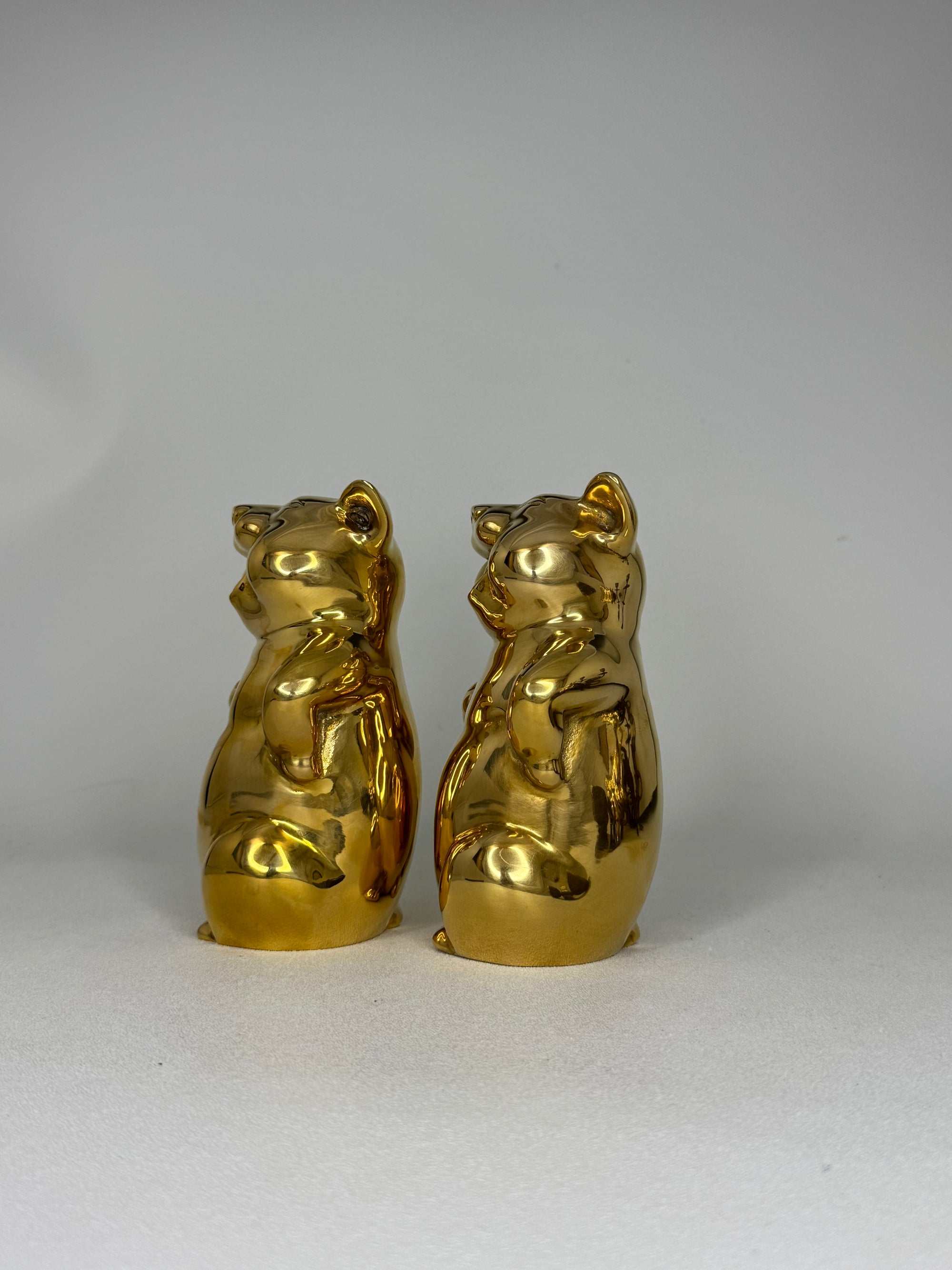 Pair of Vintage Brass Laughing Pig Figurines