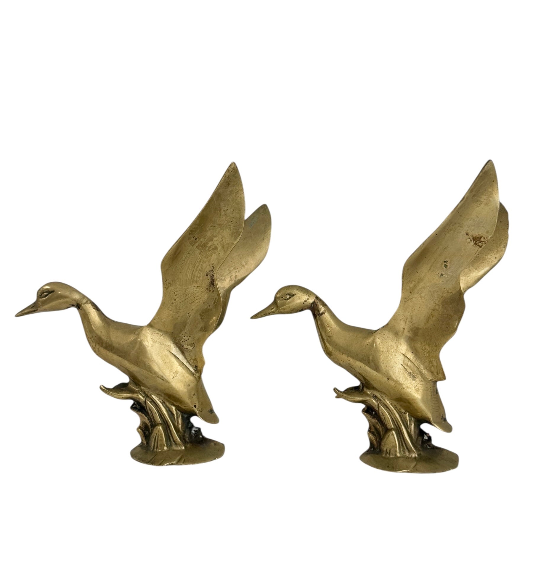 Vintage Brass Wings Up Bird Pair