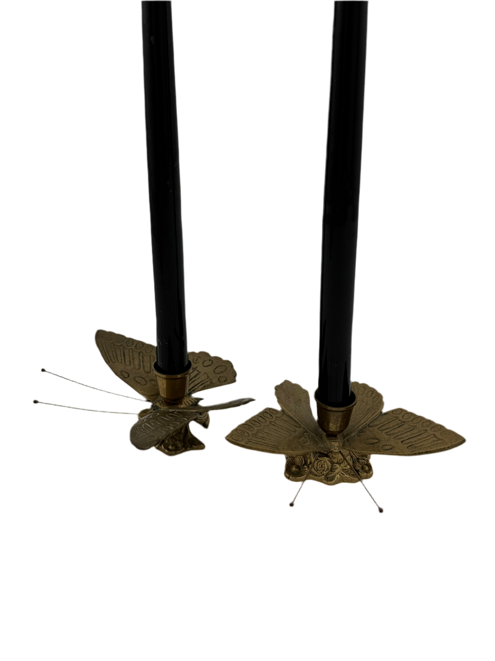 Vintage Brass Butterfly Candleholders - A Pair