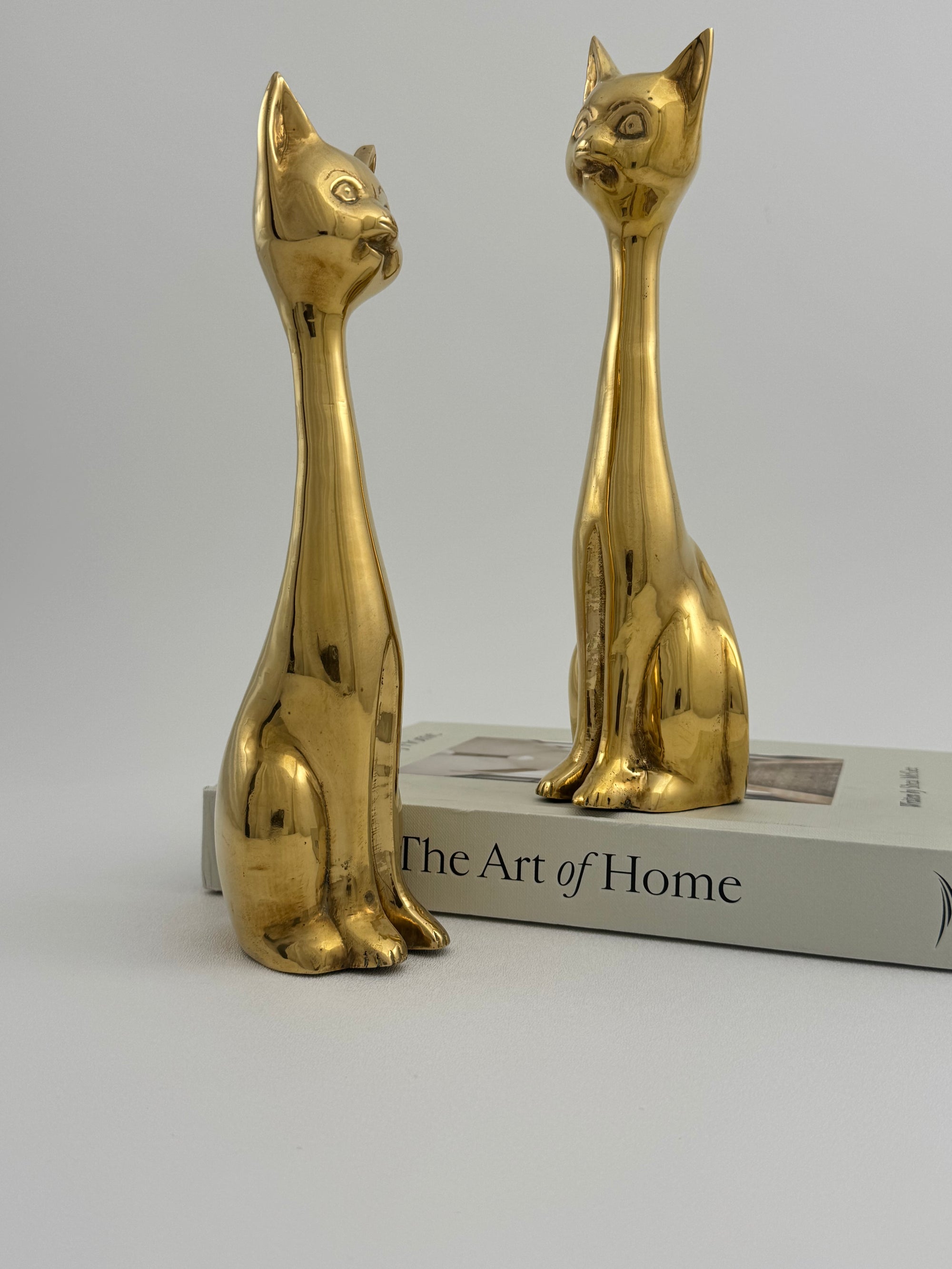 Slim MCM Vintage Brass Cats-A Pair