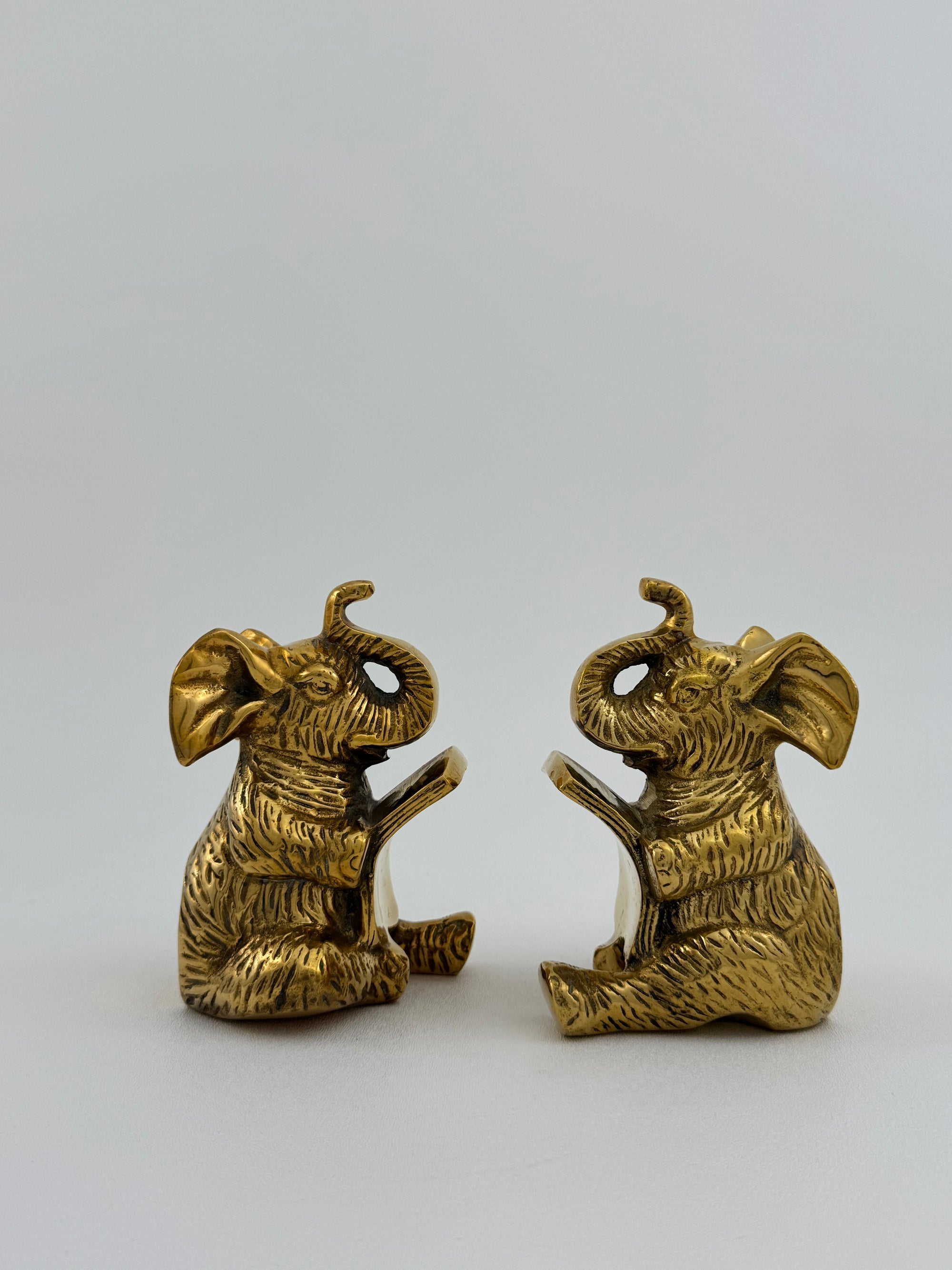 Vintage Brass Elephants Bookends-A Pair