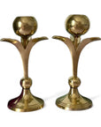 Vintage Brass Tulip Flower Candleholders