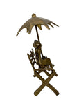 Vintage Brass Frog Couple Under Umbrella | Mid-Century Whimsical Figurine